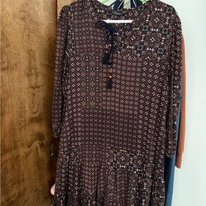 Liverpool Black and Orange Geometric 3/4 length sleeve Dress